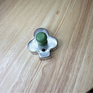 Vintage Silver Club with Green Wooden Handle Cookie Cutter